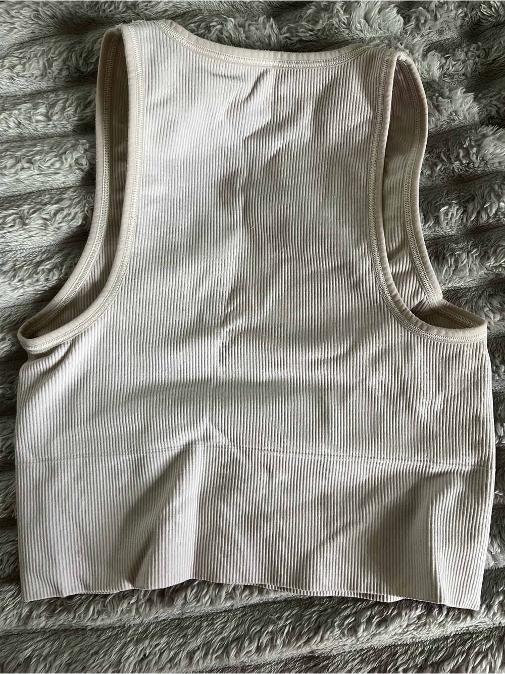Athleta Ribbed V-Neck Cropped Tank Top - Light Ivory - Picture 3 of 3